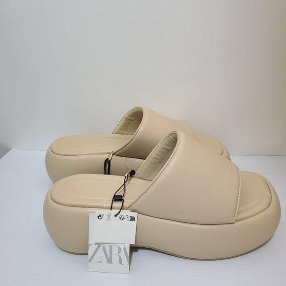 ZARA FLATFORM SANDALS BEIGE SIZE 9 | 3607/110/716 - Picture 6 of 13